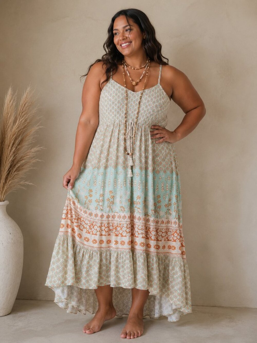 Spell Sweet Nothings Shirred Strappy Dress Peppermint Boho Maxi NWT 3XL